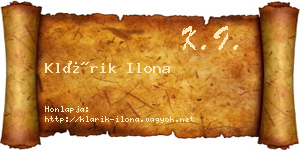 Klárik Ilona névjegykártya